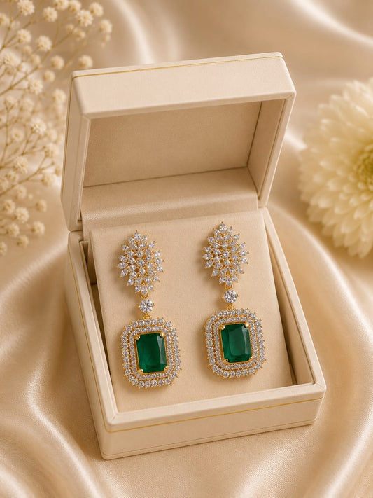 Vintage Inspired Crystal Drop Earrings with Zirconia Detail