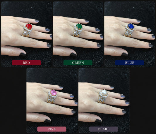 Elegant Antique Style Gemstone Ring with Sparkling Cubic Zirconia