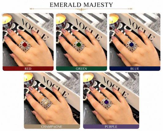 Vintage Luxury Cocktail Ring with Center Gemstone and Zirconia Details