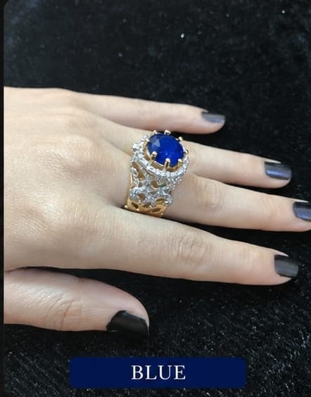 Elegant Emerald Zircon Gold-Plated Cocktail Ring for Women