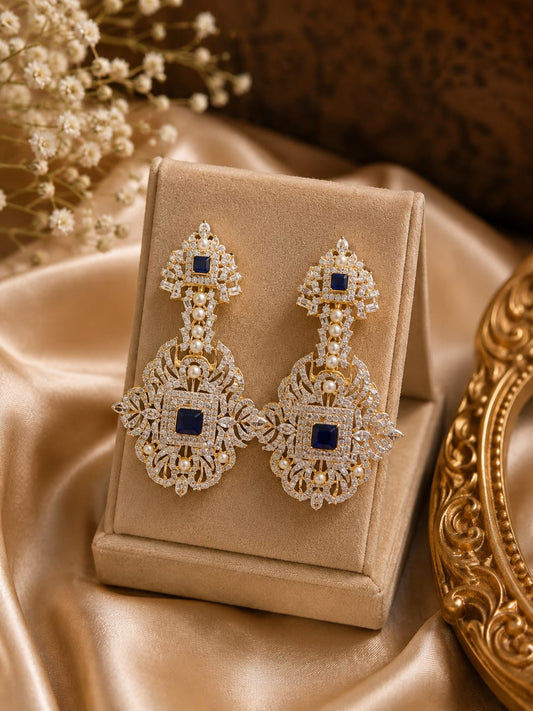 Elegant Gemstone Drop Earrings with Sparkling CZ Halo
