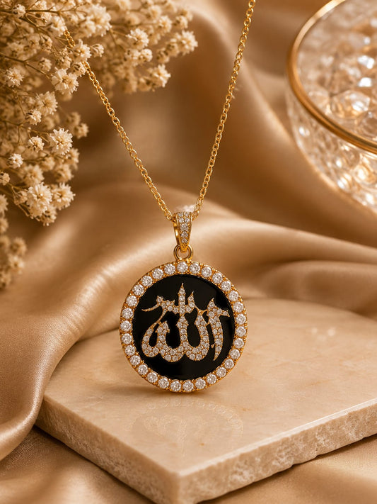 Elegant Islamic Allah Pendant Necklace Gold-Plated Spiritual Jewelry