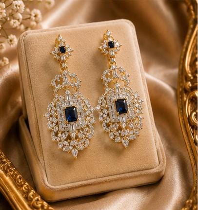 Luxury Statement Dangle Earrings with Emerald Cut Gemstone