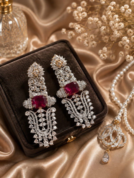 Exquisite CZ Halo Gemstone Earrings for Women