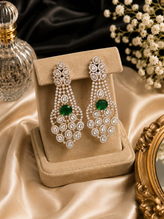 Elegant Rectangular Gemstone Dangle Earrings for Ladies