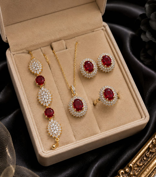 Elegant Pearl Statement Jewelry Collection with Necklace, Bracelet, Earrings and Ring