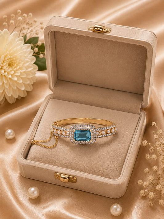 Luxury Gold-Plated Interwoven CZ Bangle Bracelet for Women