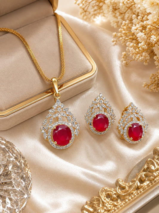 Gorgeous Faux Pearl Drop Jewelry Set with Sparkling Necklace & Earrings