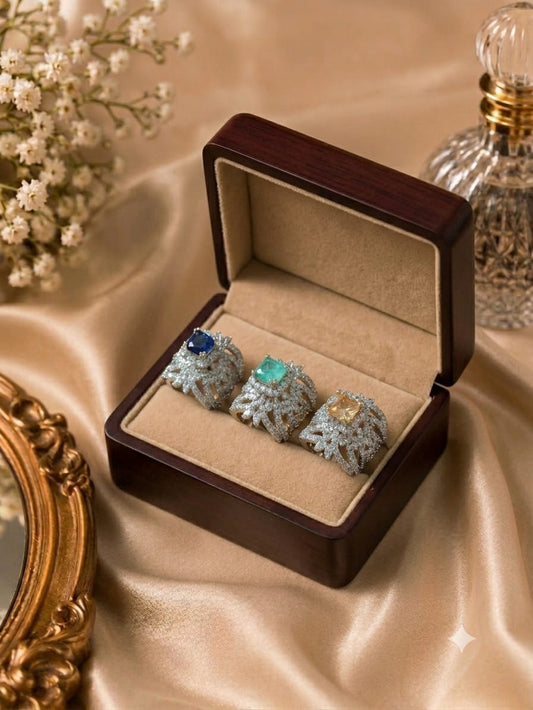 Luxury Crystal Blossom Statement Ring